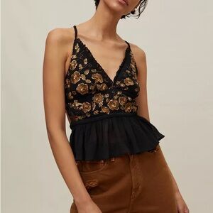 UO Eva embellished peplum top | size: M